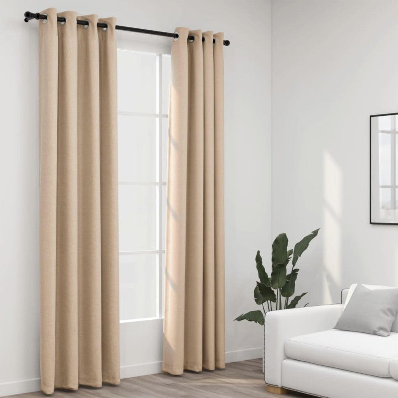 BGment Tende Oscuranti Beige 106x114 Cm – 2 Pannelli Con Tasca Porta Asta – Per Camera Da Letto, Cucina, Bagno