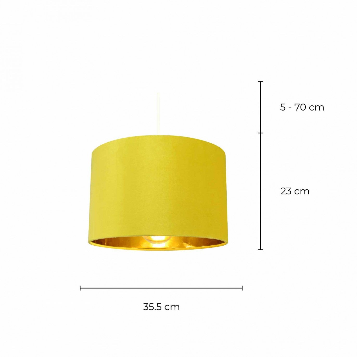 C-Création - Suspension cylindrique en tissu velours - VELOURS - Jaune - 5