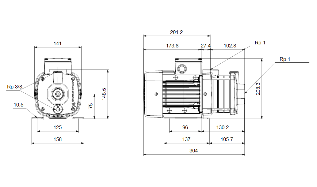 Pompa CM-3-3A 1x230V 0.60Hp 1-1 - GRUNDFOS - 2