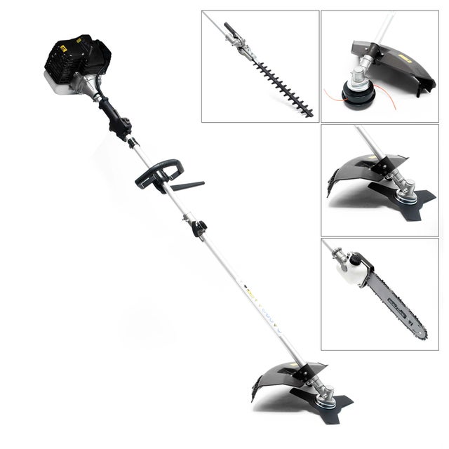 Wiltec Attrezzo multifunzione da giardinaggio - Tagliabordi, Tagliasiepi, Decespugliatore, Potatore - motore a benzina, 1,3 kW