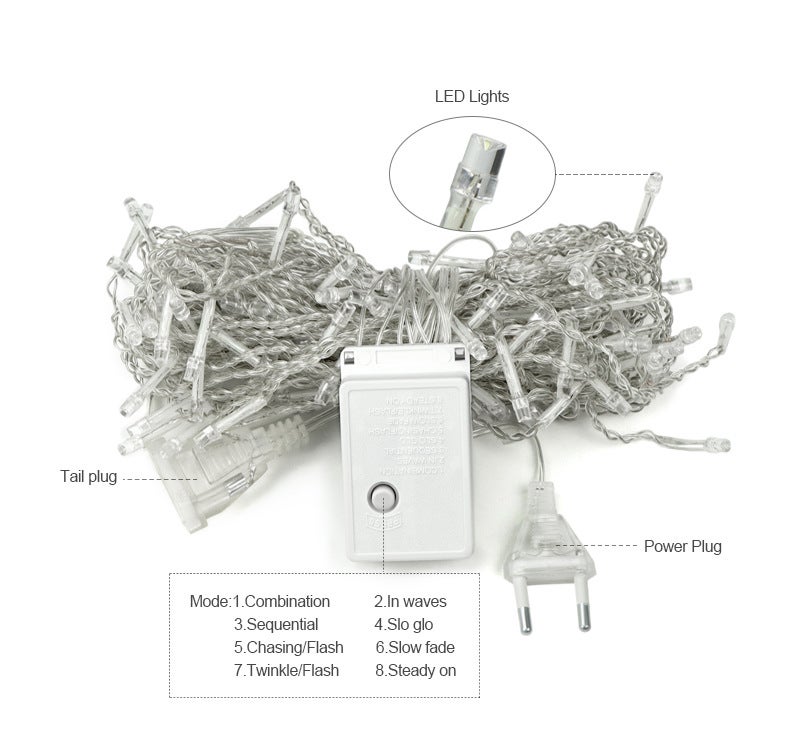 Cortina de luces navideñas para exteriores, guirnalda de 4 m con 96 LED, 8 modos y temporizador, resistente al agua IP44 para ventanas - 3