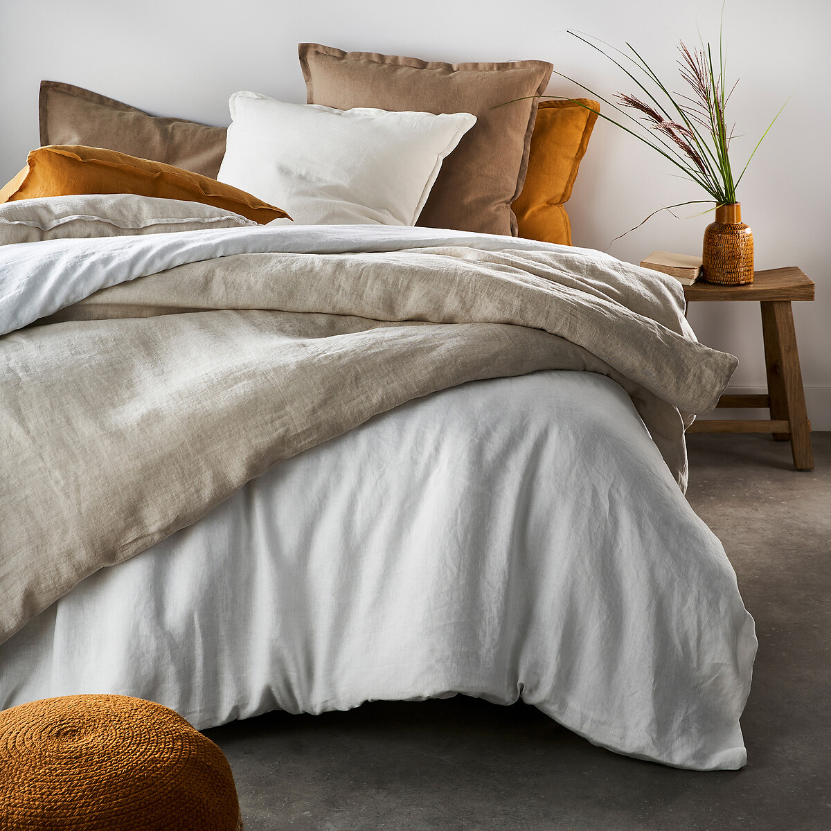 Drap housse lin lavé, bonnet 30cm, Linot - Carbone - 120 x 200 cm - 6