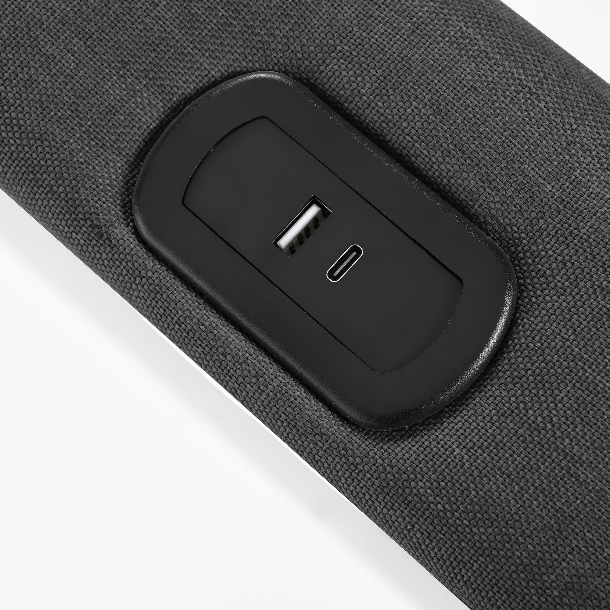 Cama contenedor 140 x 200 cm para adultos - USB + Tipo C + LED - tejido de lino - gris - 9