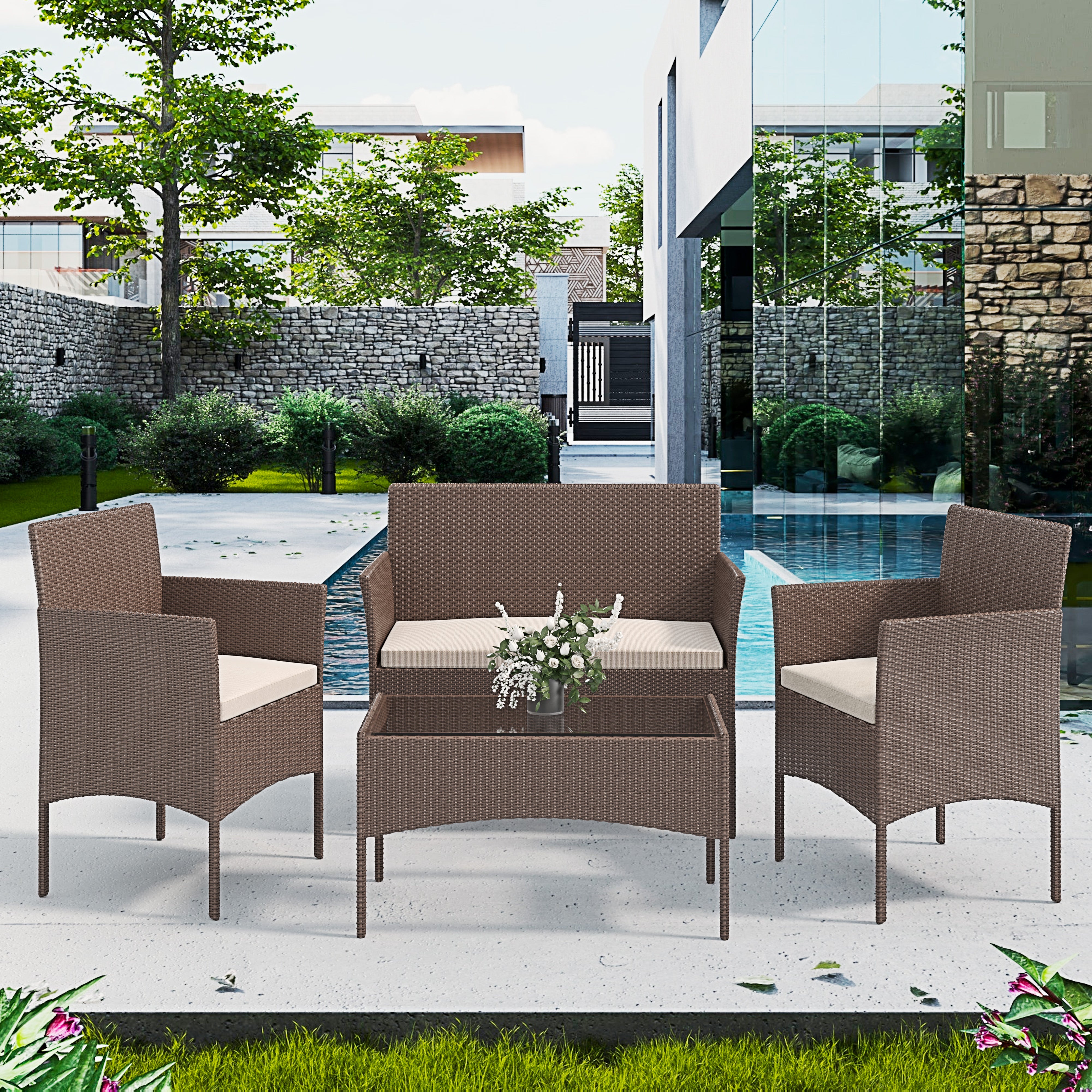 Set Di Mobili da Giardino Salotto Salottino in Rattan Posti con