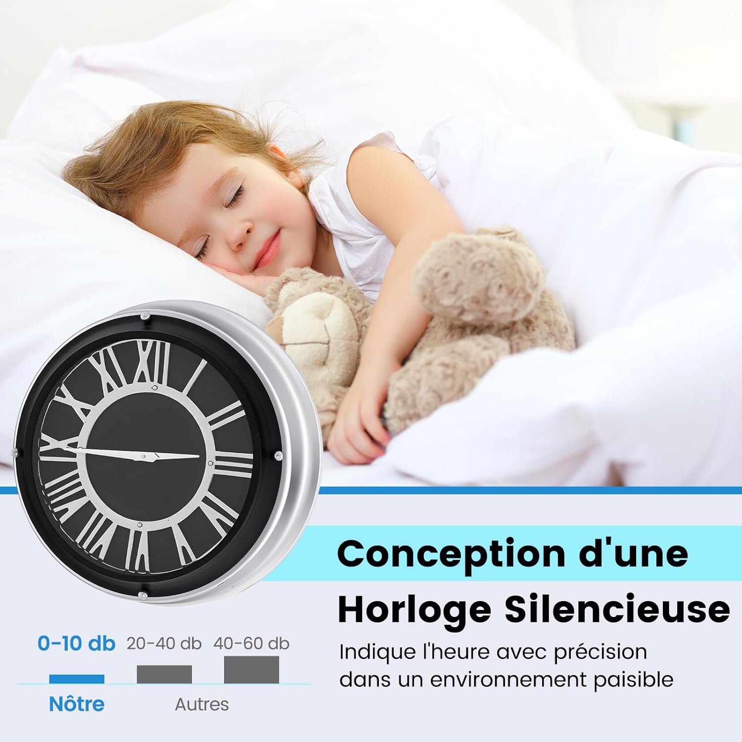 Orologio da Parete 34,5/45 cm, Orologio Silenzioso con Numeri Romani, Copertura in Vetro, Orologio Moderno Decorativo per Soggiorno Camera da - 4