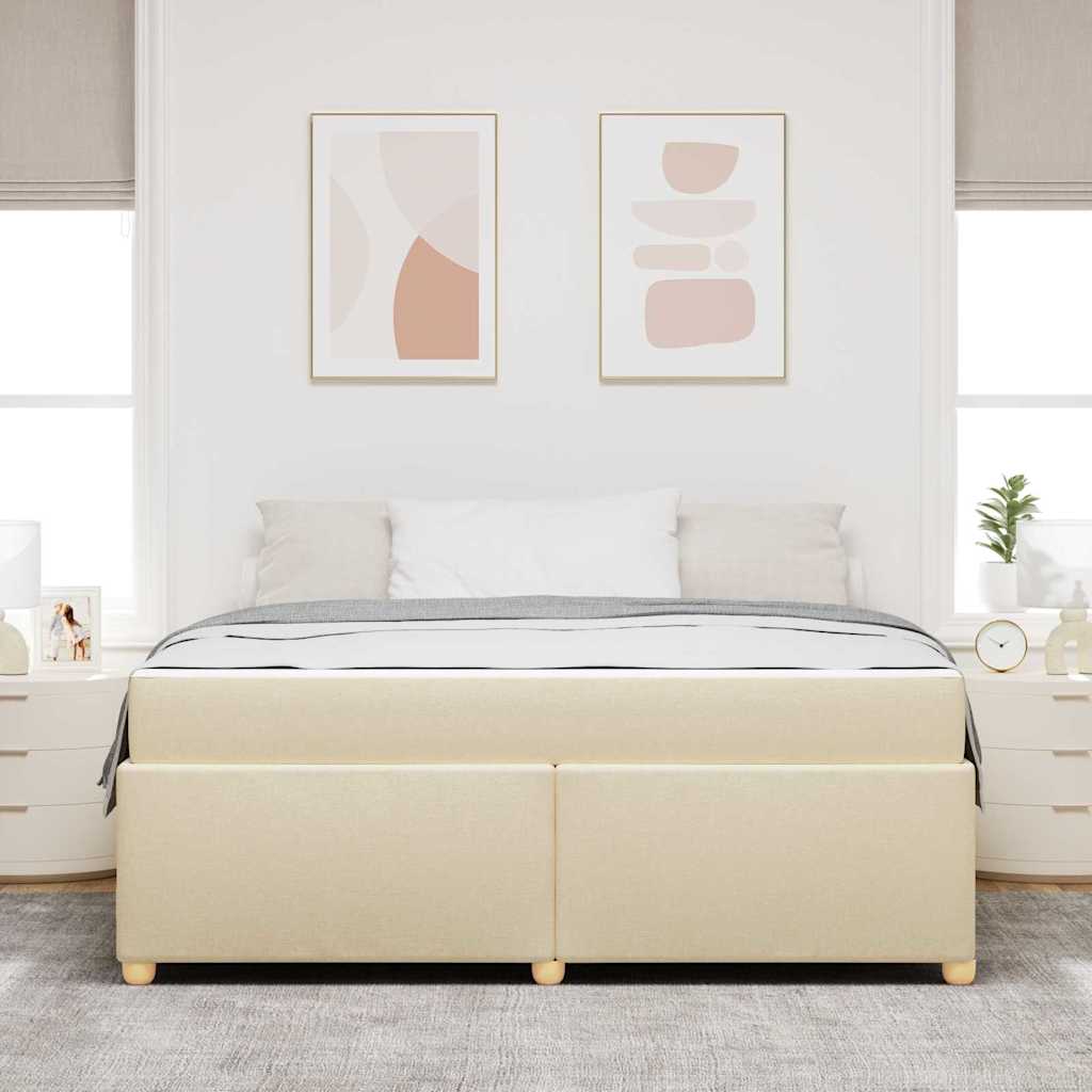 Cadre de lit avec matelas Crème 180 x 200 cm tissu - 5