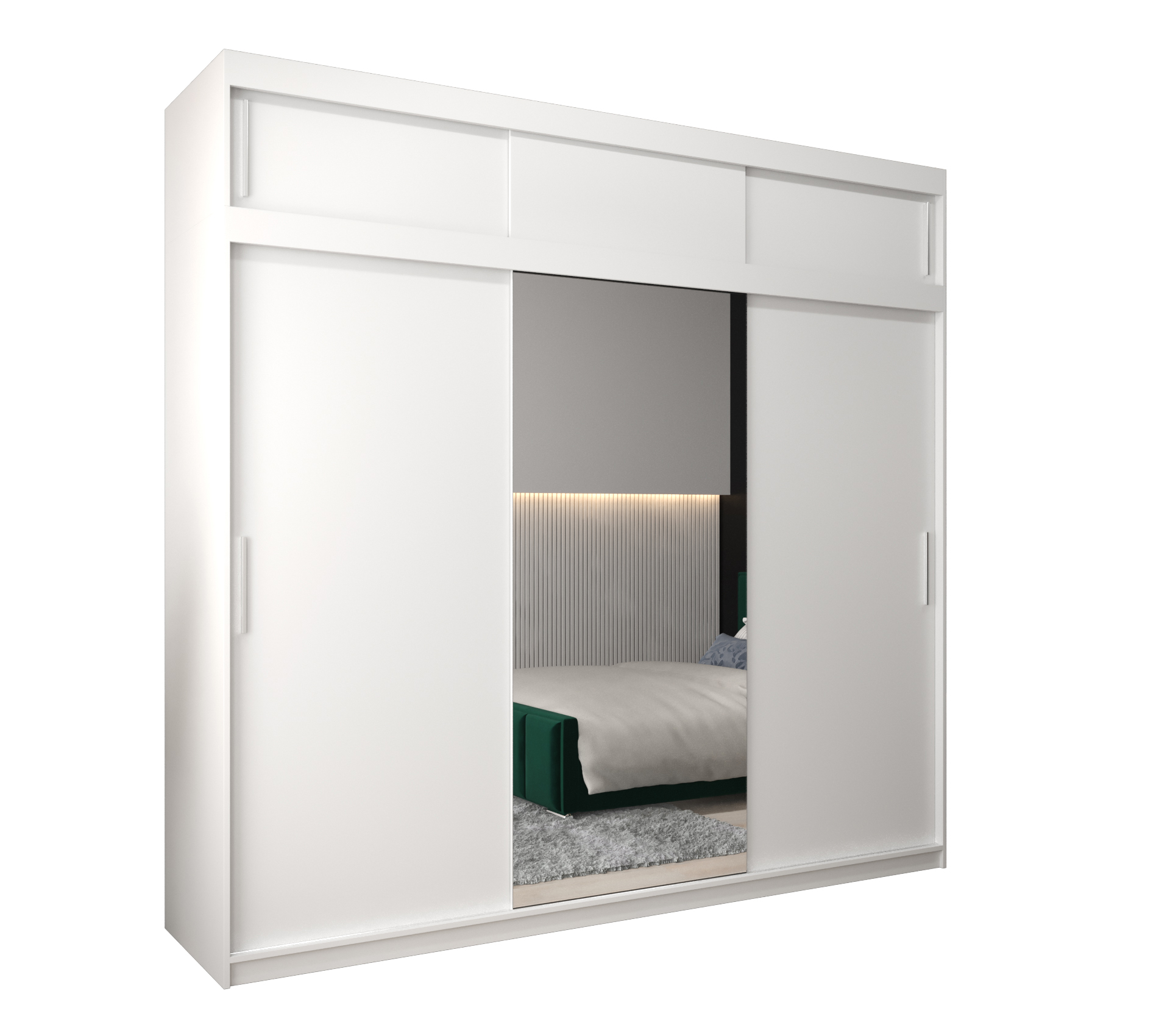 Szafa przesuwna z nadstawką garderoba TOKYO 1 250 x 62 x 240 cm Biały - Abiks Meble