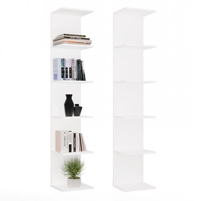Regał Topeshop 6P Biały Wysoki 180 Cm 6 Półek Na Książki Segregatory Do Biura Salonu 30x180x35 cm