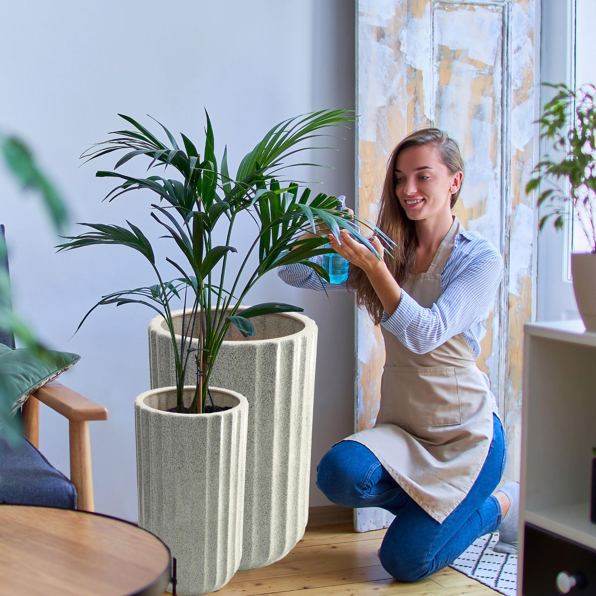 Komplet 3x doniczka donica ceramiczna ogrodowa z odpływem na kwiaty rośliny - KOTARBAU - 8