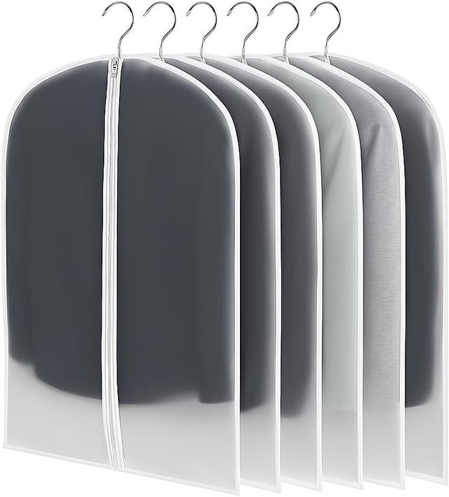 Housses De Vêtements Transparentes Set De 6, 60x100cm Imperméables & Anti-Poussière Pour Costumes Vestes Chemises Robes