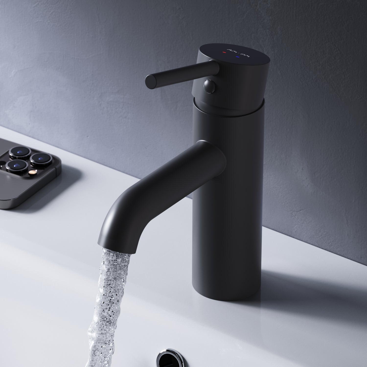 Jednouchwytowa bateria umywalkowa Jednouchwytowa bateria łazienkowa, czarny matowy, Spike, rozmiar M, FPA02122 AM.PM