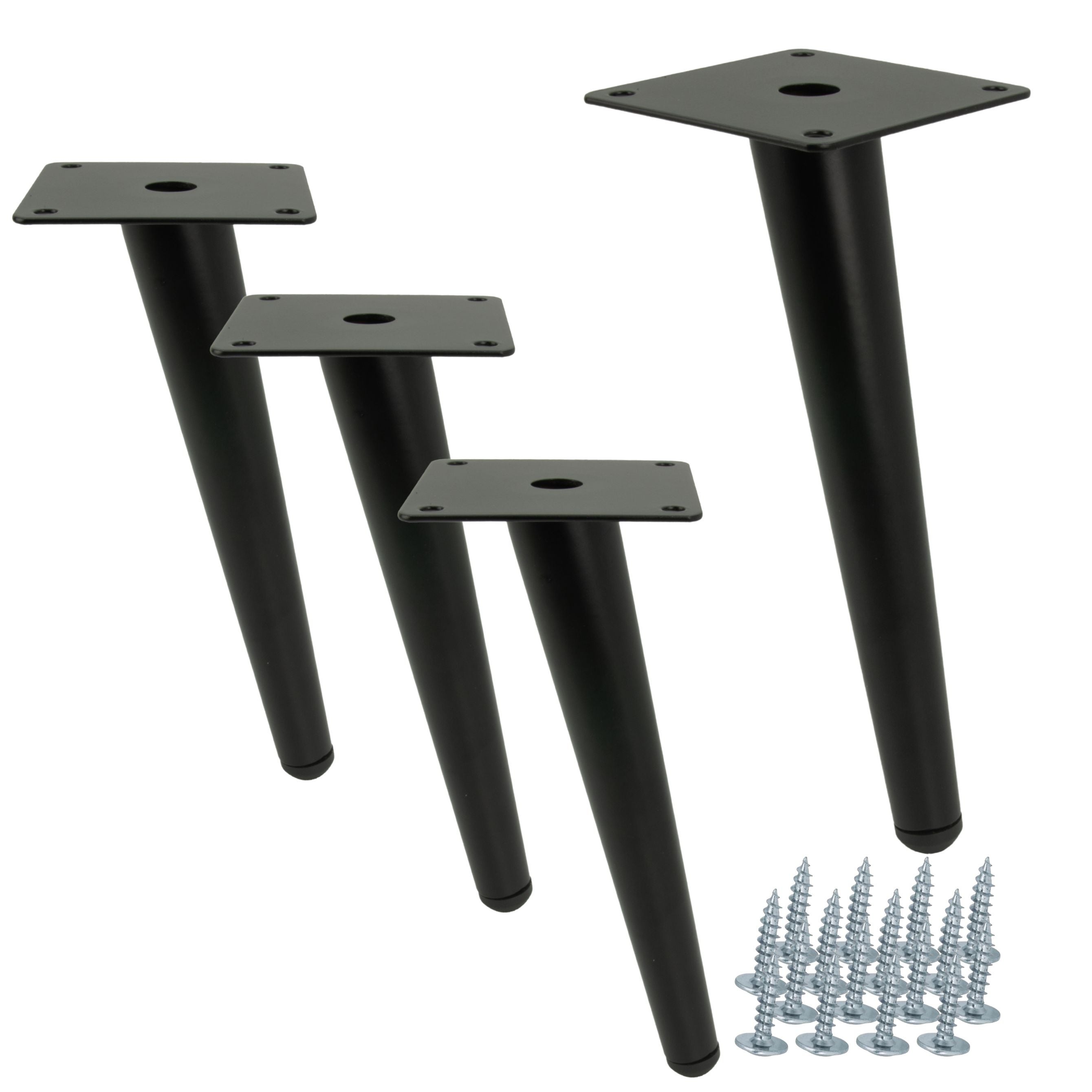 4 x Noga meblowa Szpilka skośna czarny mat 20 cm