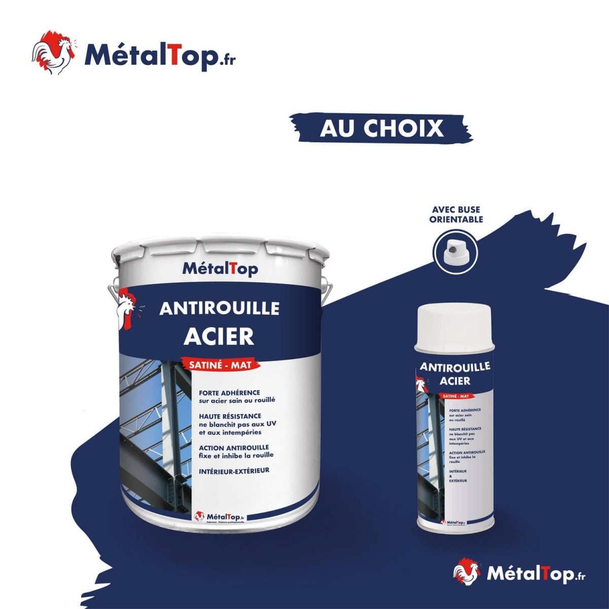 Antirouille Acier - Metaltop - Gris anthracite - RAL 7016 - Pot 15L - 5