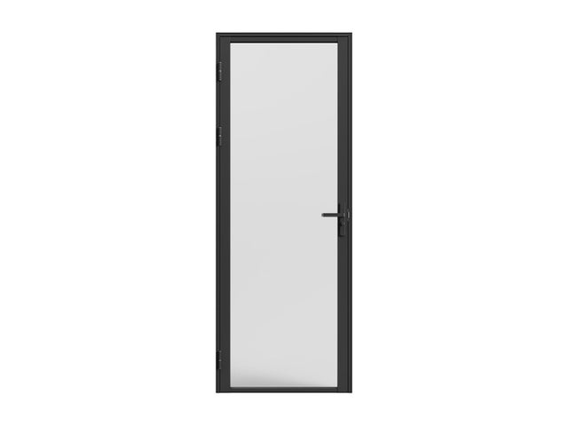 Bloc porte réversible en aluminium et verre trempé dépoli - H204 x L93 cm - Noir - LOXTON