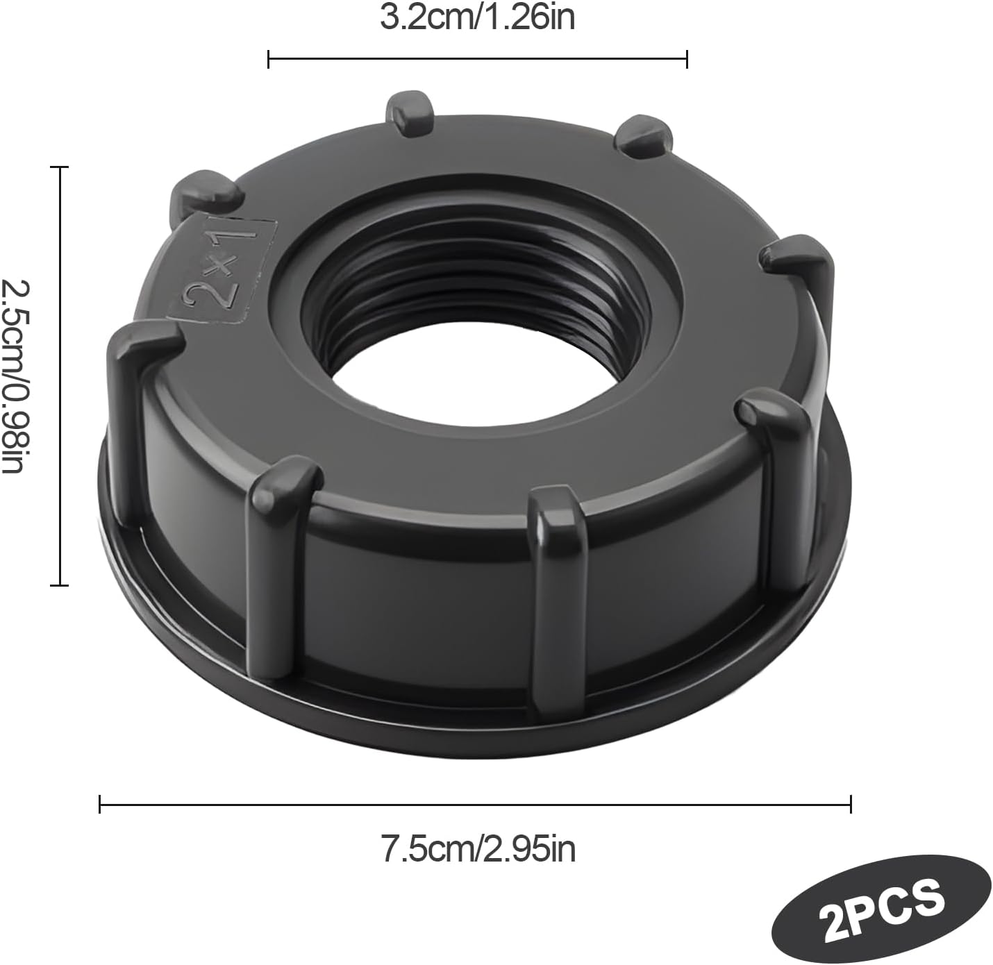 2 Adattatori Per Serbatoio IBC Da S60x6 A Tubo 1/2 Pollice: Connettore In Plastica Robusta