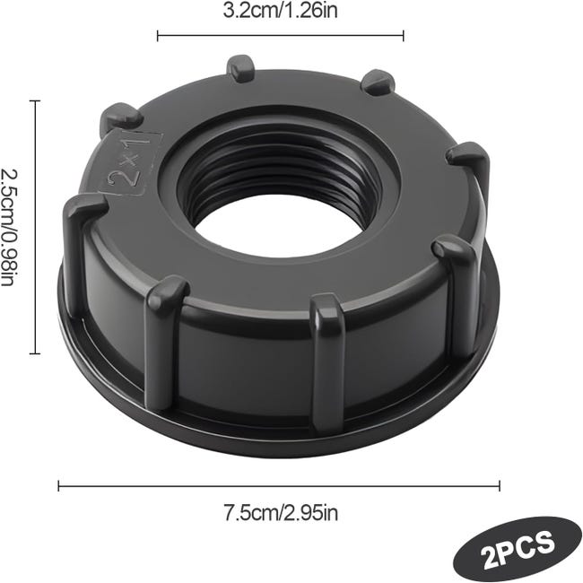 2 Adattatori Per Serbatoio IBC Da S60x6 A Tubo 1/2 Pollice: Connettore In Plastica Robusta
