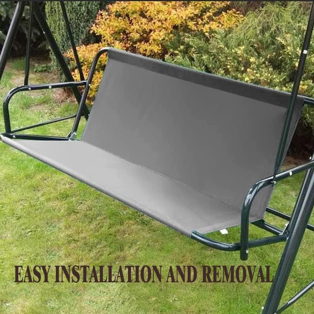 Housse de rechange pour balancelle de jardin 2/3 places, tissu Oxford 600D imperméable, idéale pour les terrasses de jardin -115x50x50cm-Gris - 4