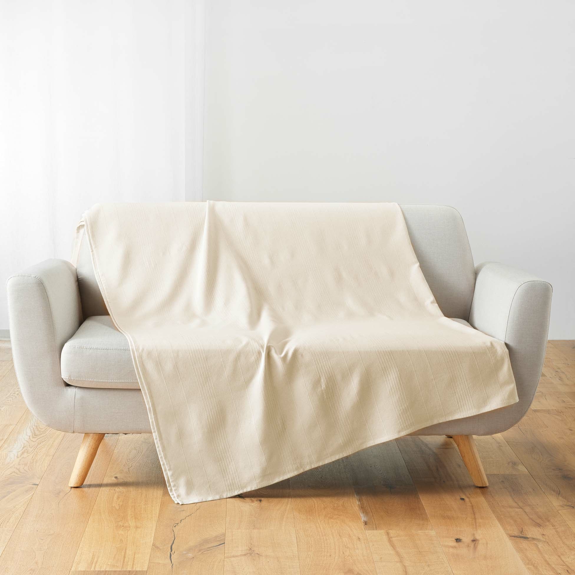 Plaid enroulable 180 x 220 cm – Polycoton – Lucile Naturel - 2