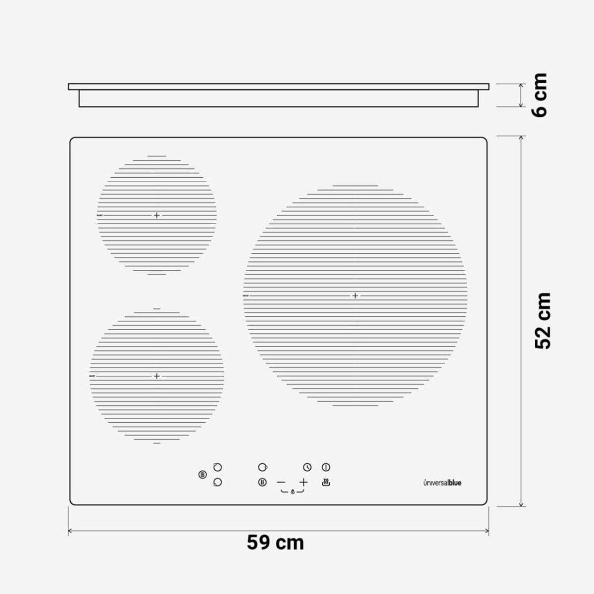 Placa de inducción Meissa 6070W Universal Blue 7000W 3 zonas blanco 59 cm - 2