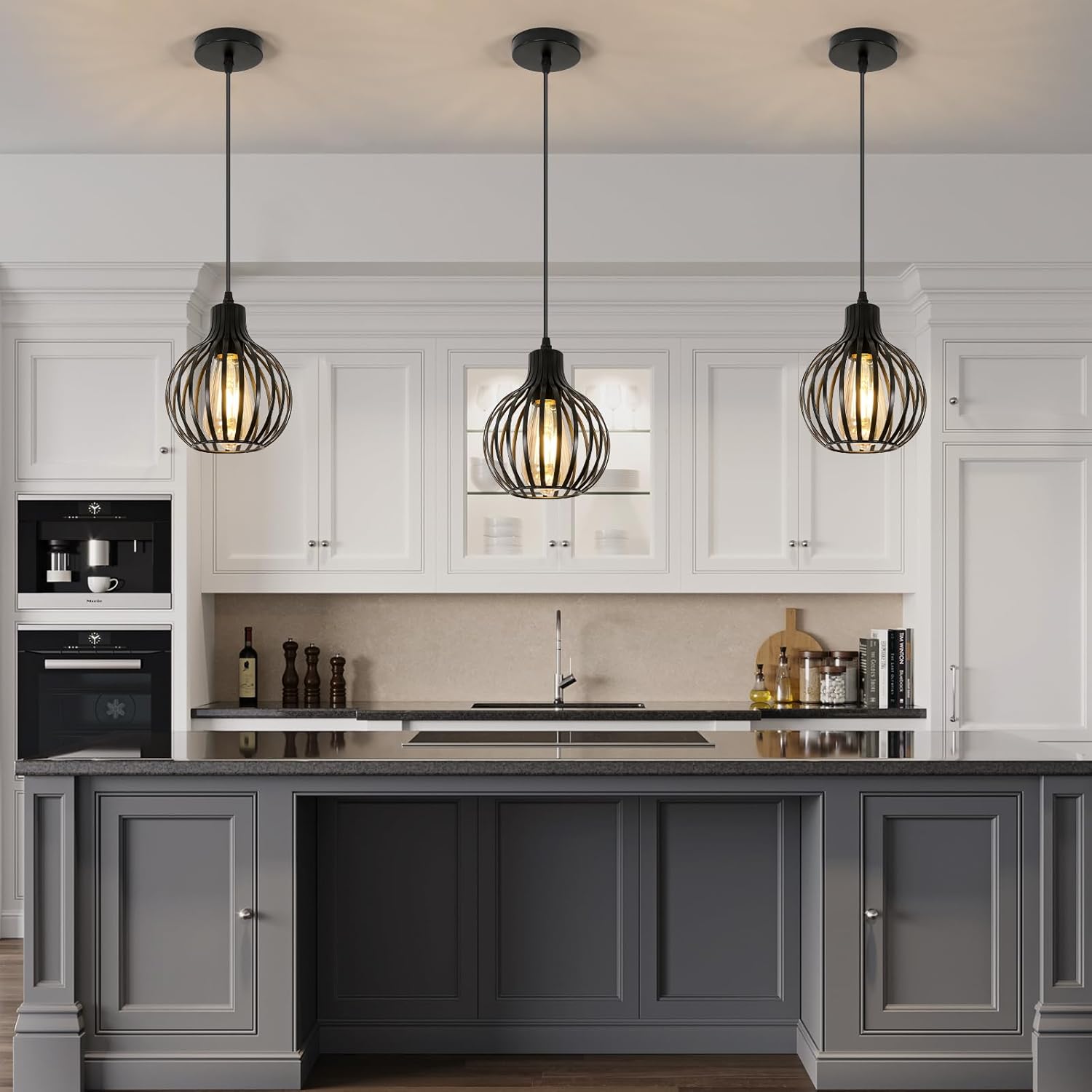 EDO Suspension TENE, Lampe à Suspendre Vintage, Industrielle, Rétro, Plafonnier En Acier En Noir, Lampe à Suspendre Pour Le Salon, La Table à Manger, La Chambre à Coucher Avec Douille E27, EDO777175