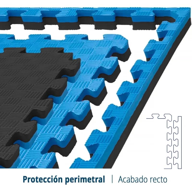Artatami® Tatami Puzzle 1x1x20 mm Preto - Azul【1 Unidade】Artes Marciais. Caratê, Judô e Taekwondo, Borracha EVA. Antiderrapante. - 4