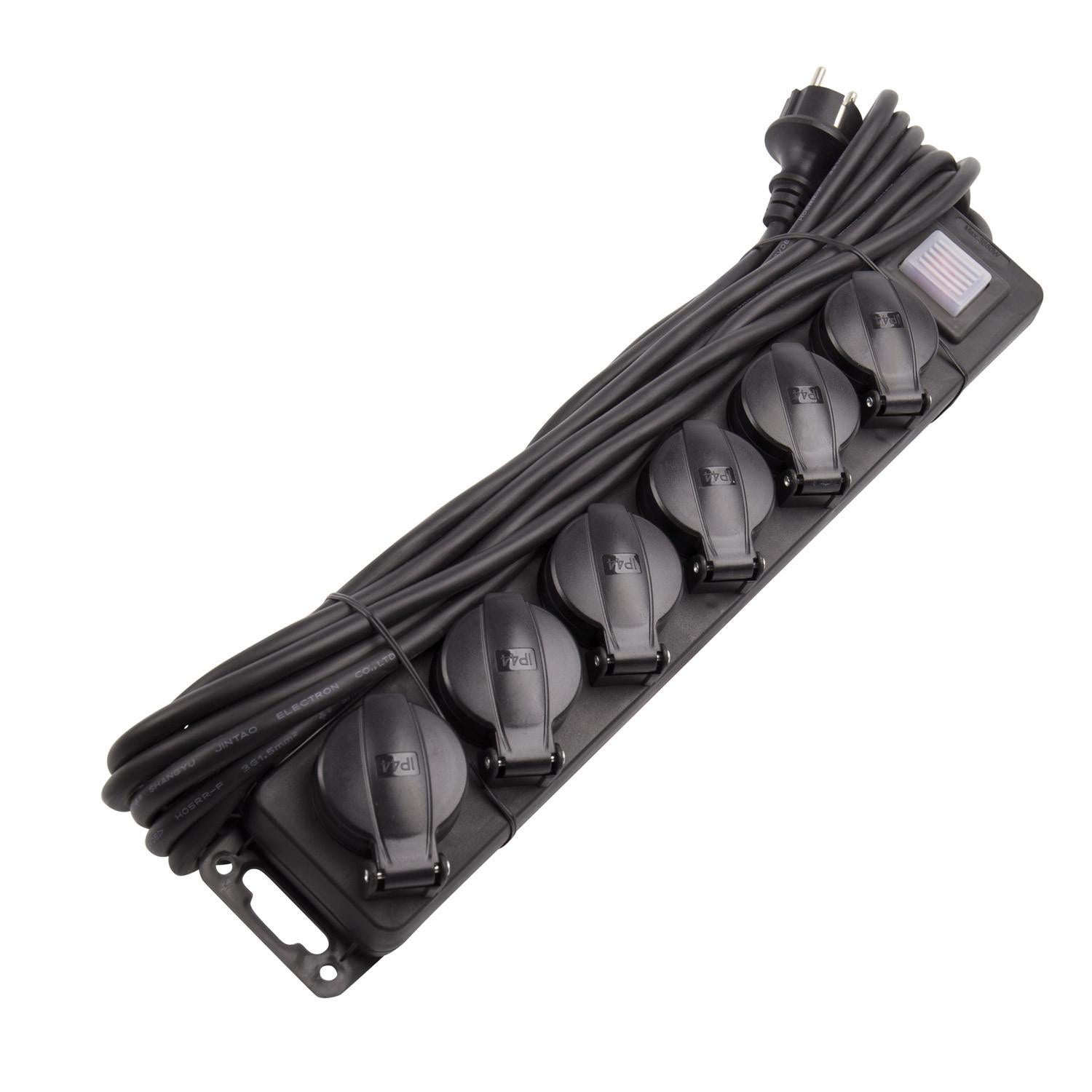 Bloc Multiprise 6 Prises Schuko EU | IP44 Résistant aux Éclaboussures | Câble 10m avec Interrupteur Lumineux | Pour Intérieur et - 3