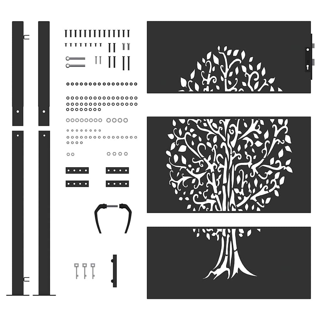 vidaXL Porte de Jardin Noir 110 x 155 cm Acier peint par poudre - 8