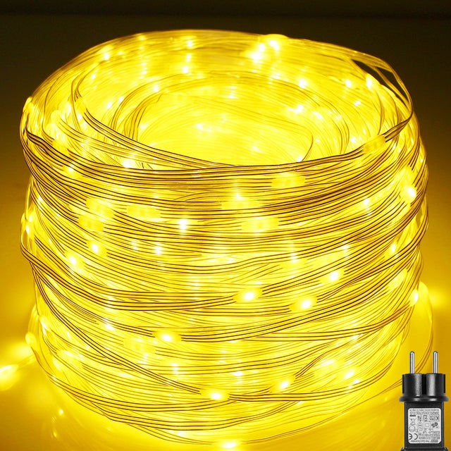 100M 800 diod LED Łańcuch świetlny na imprezę Ciepła biel łańcuch świetlny na choinkę, zasilany prądem z 8 trybami pracy,funkcja zapamiętywania