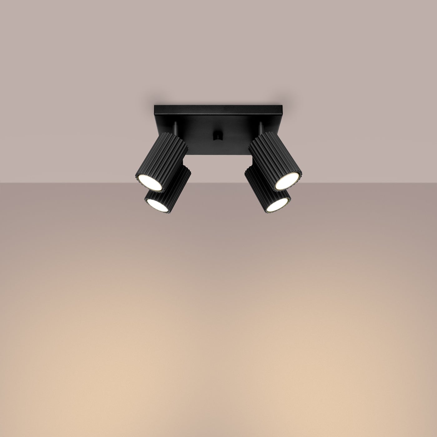 Plafon GLOOW 4 czarny LED 3000K - 25x25x16.5cm Sollux