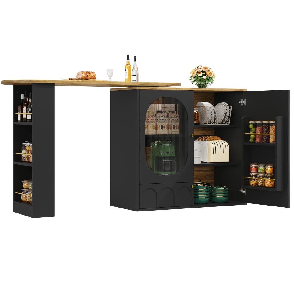 Table de bar pivotante 360° avec rangement intégré, comptoir multifonction et cuisine pratique - 7
