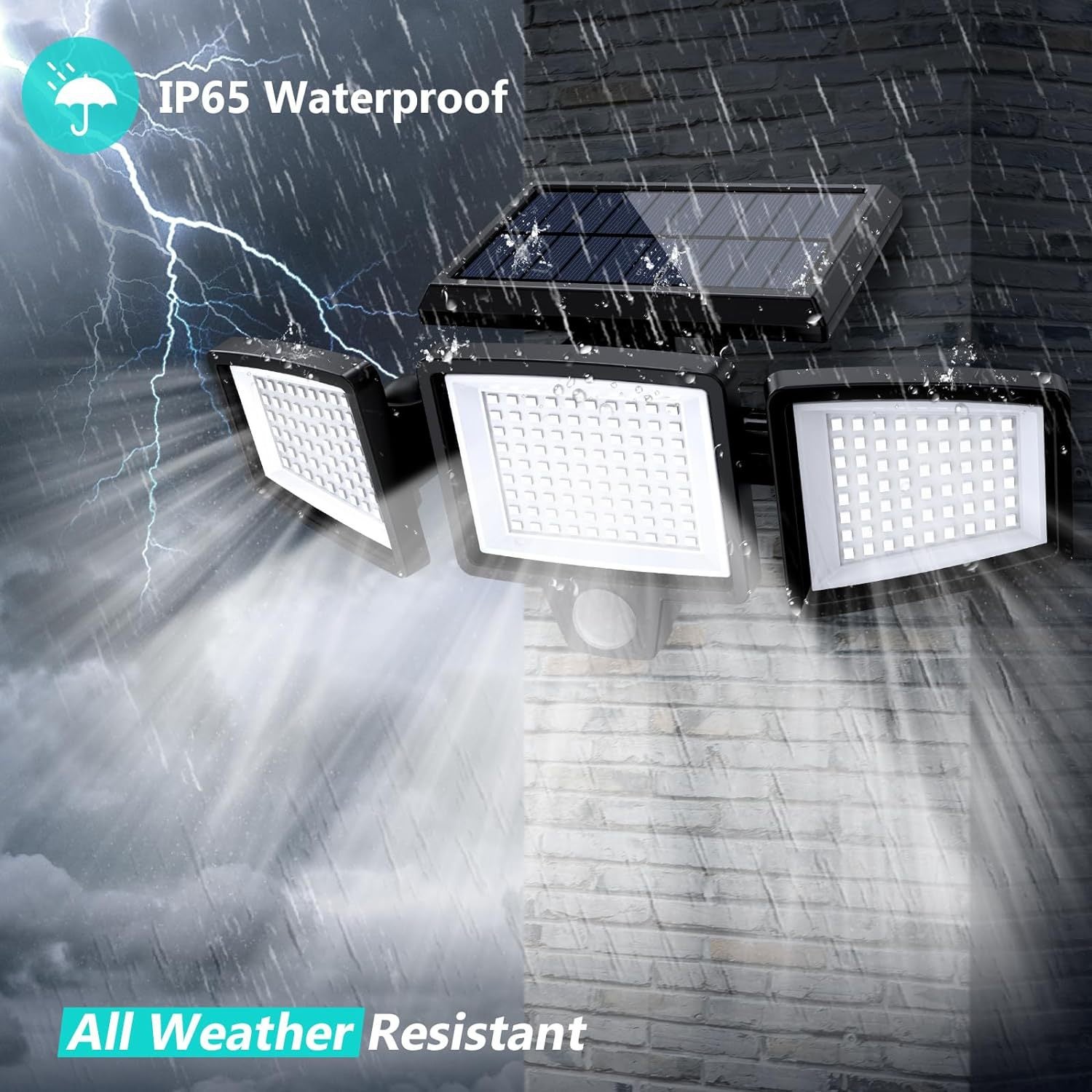 [Lot de 2] Lampes Solaires Extérieur Puissante - 210LED Projecteur Lumière Solaire Extérieure avec Détecteur de Mouvement, 2500LM, IP65 - 2