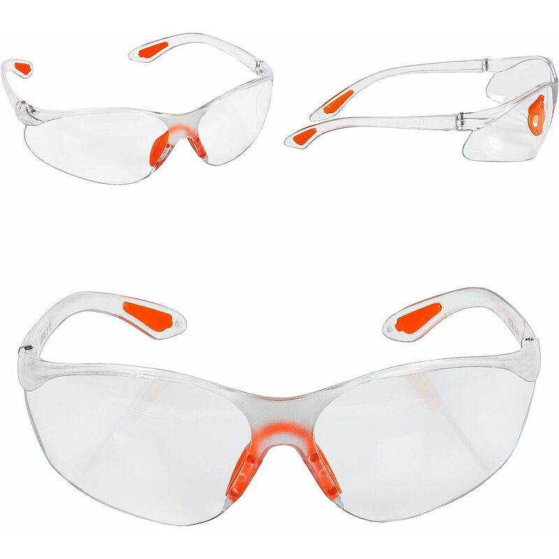 Lot de 12 Lunettes de Sécurité Transparentes - Lunettes de Protection avec Verres en Plastique, Pont-de-Nez et Embouts de Branches en Caoutchouc - 3