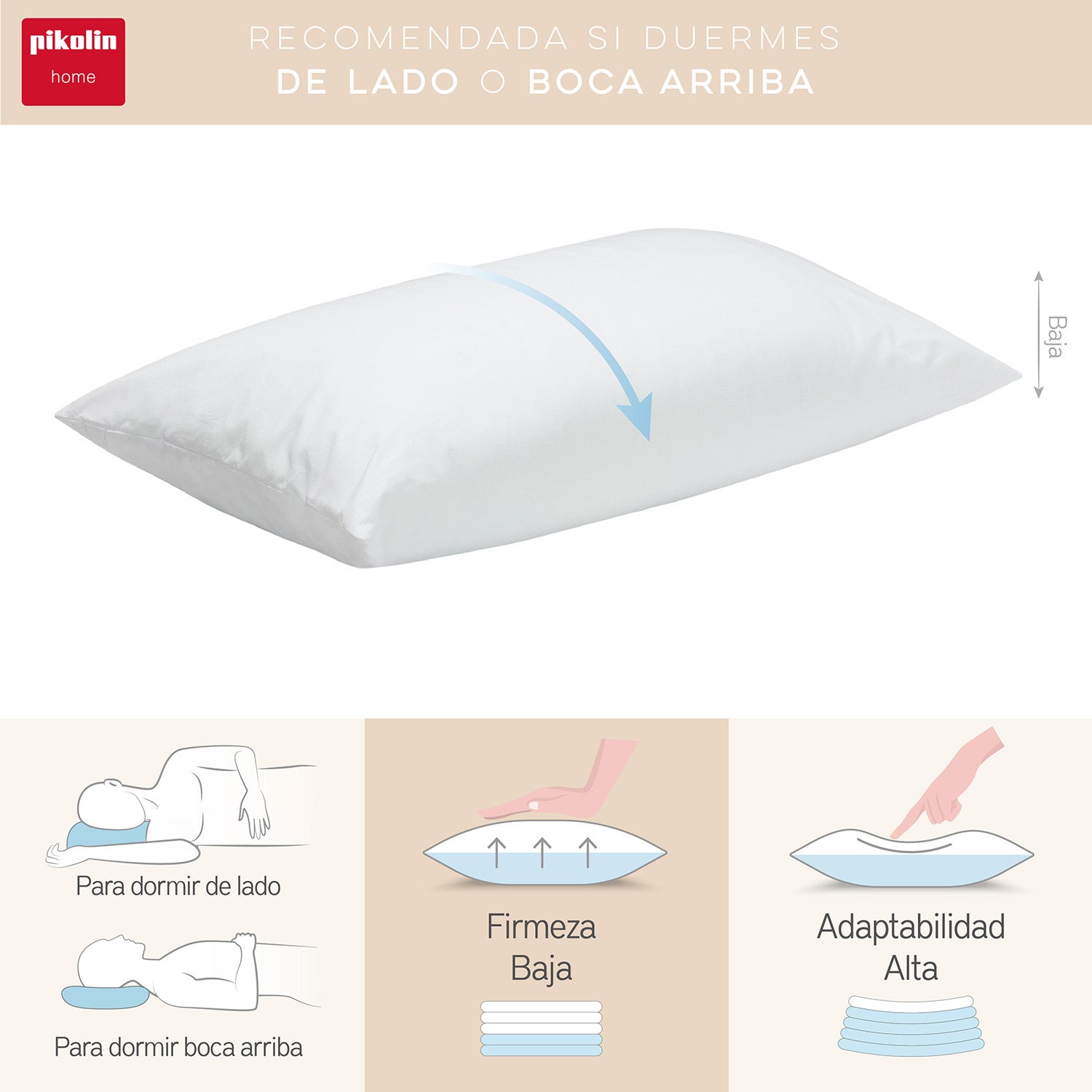 Oreiller 40x75cm PIKOLIN HOME Duvet Housse en coton - 4