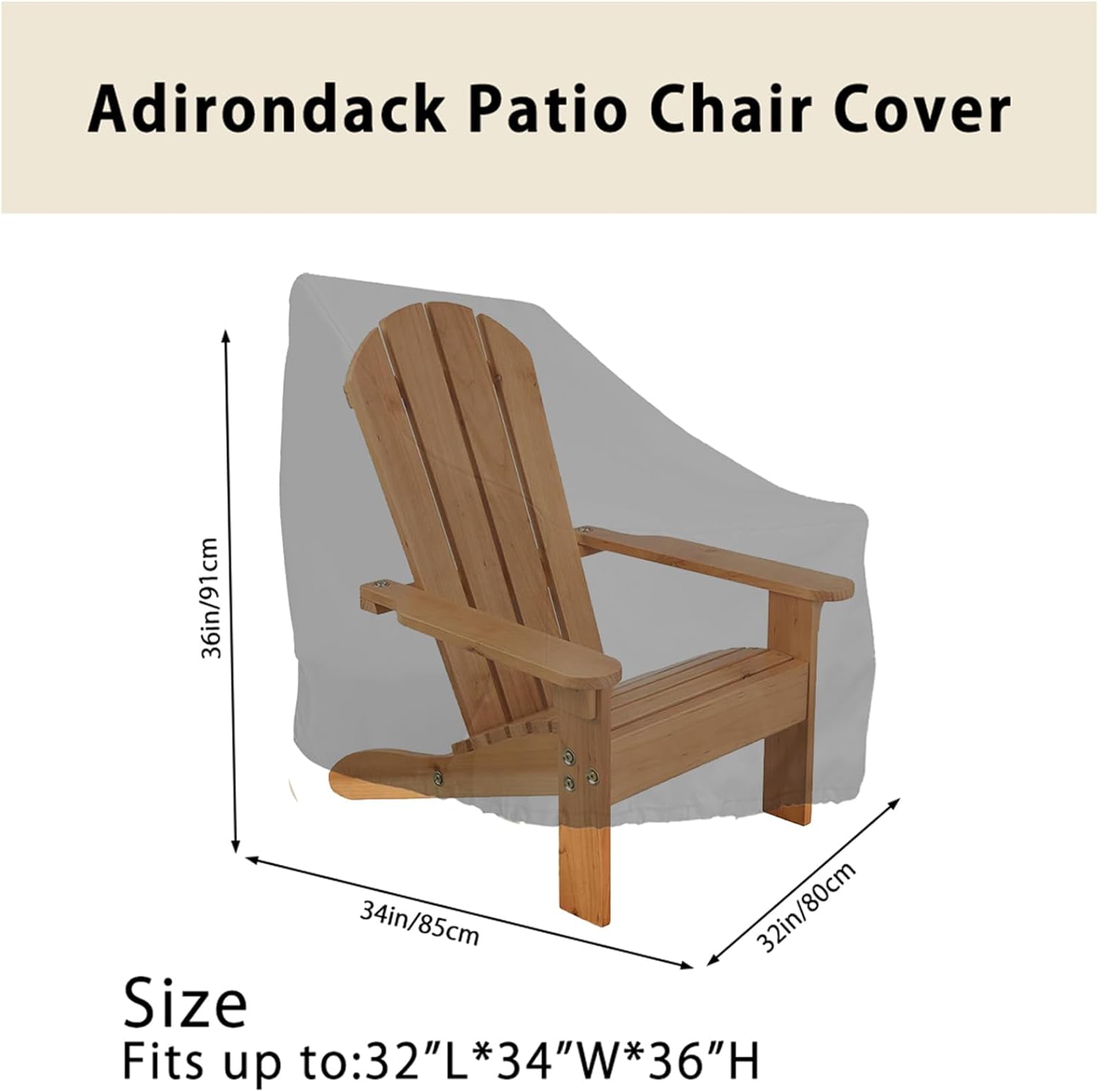 Housse Protection Chaise Adirondack 91x85x80cm - Tissu Oxford 210D Imperméable Anti-UV