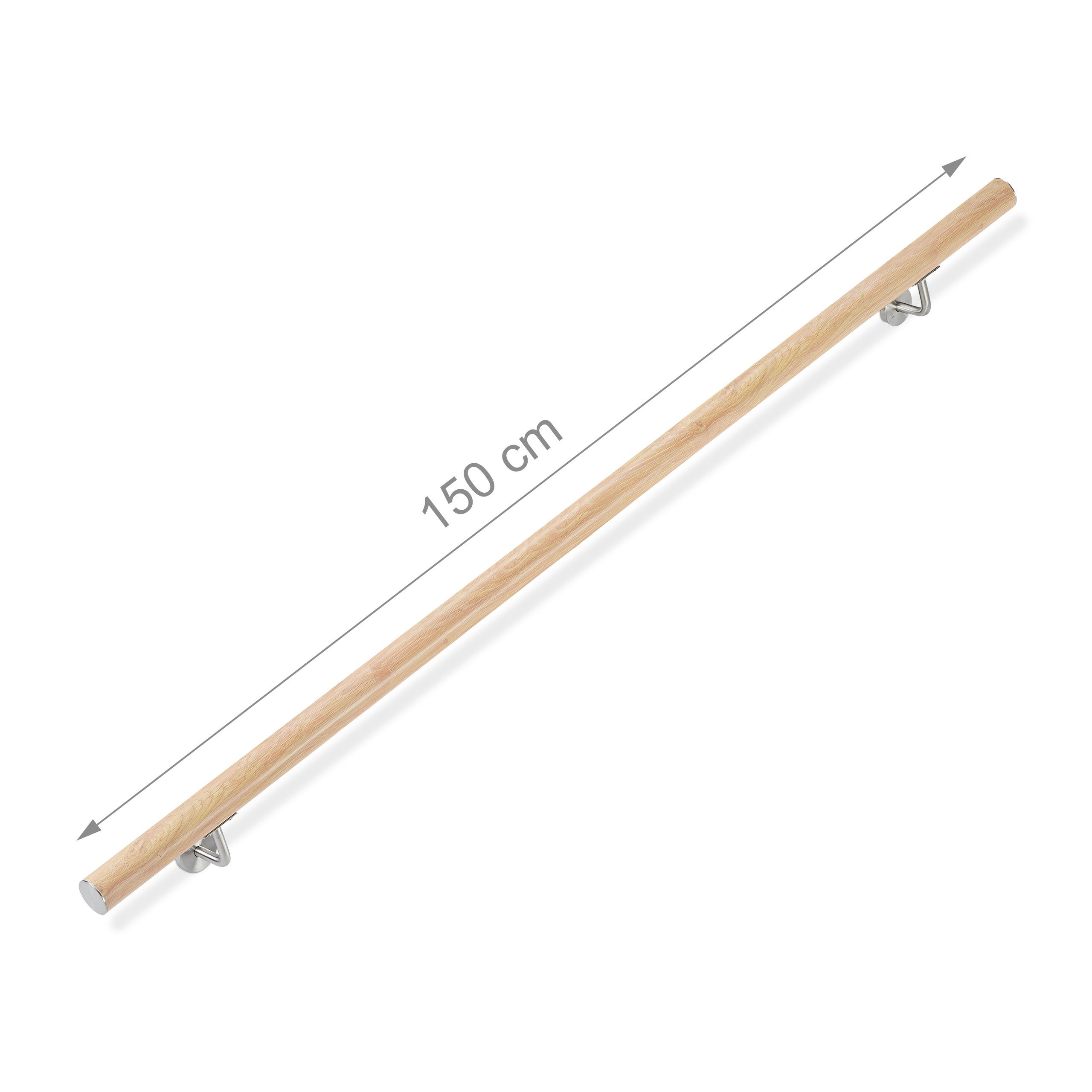 Rampe d’escalier, 150 cm, Main courante escalier, Aluminium, Aspect hêtre intérieur extérieur, Ø 42mm, nature, Relaxdays - 4