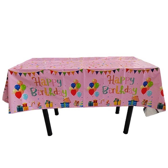 Fata de masa Flippy Happy Birthday cu baloane, roz, 137 x 183 cm