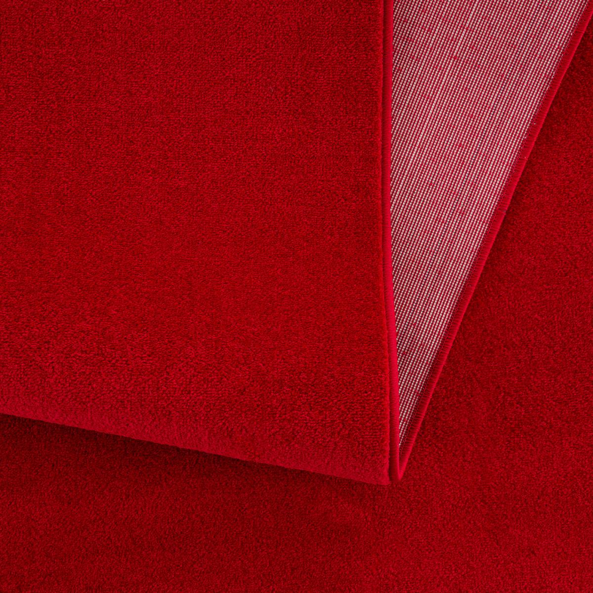 tapis salon 160x230 tissé rouge rectangle motif uni NOSSA - 4