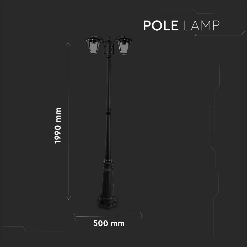 Lampadaire LED avec douille E27 (Max 2*60W) Couleur Noir h : 199cm IP44 - 3