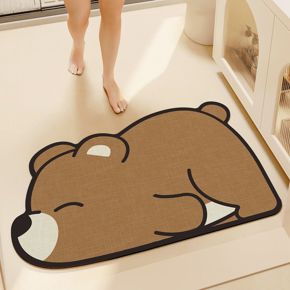 (40 x 60 cm, Niedźwiedź Brązowy) Chłonna i antypoślizgowa mata łazienkowa, mata prysznicowa i łazienkowa, antypoślizgowa mata łazienkowa, miękka mata