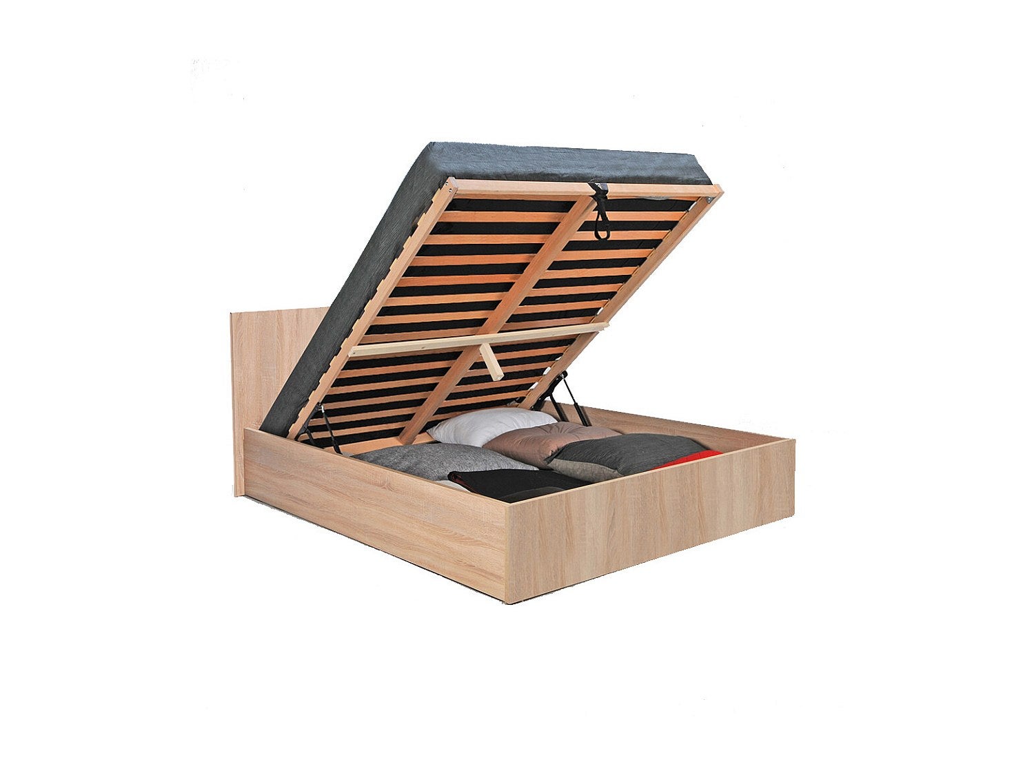 Lit coffre Wilda-160 x 200 cm-Bois Blanchi - 5