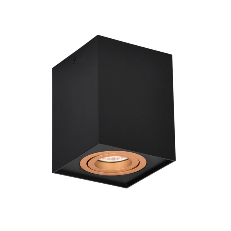 Reflektor sufitowy spot natynkowy Biscuit kwadratowy czarno-złoty-odcienie złota 1xGU10x35W wym: 12,5 x 9,6 x 9,6 cm metal Trio