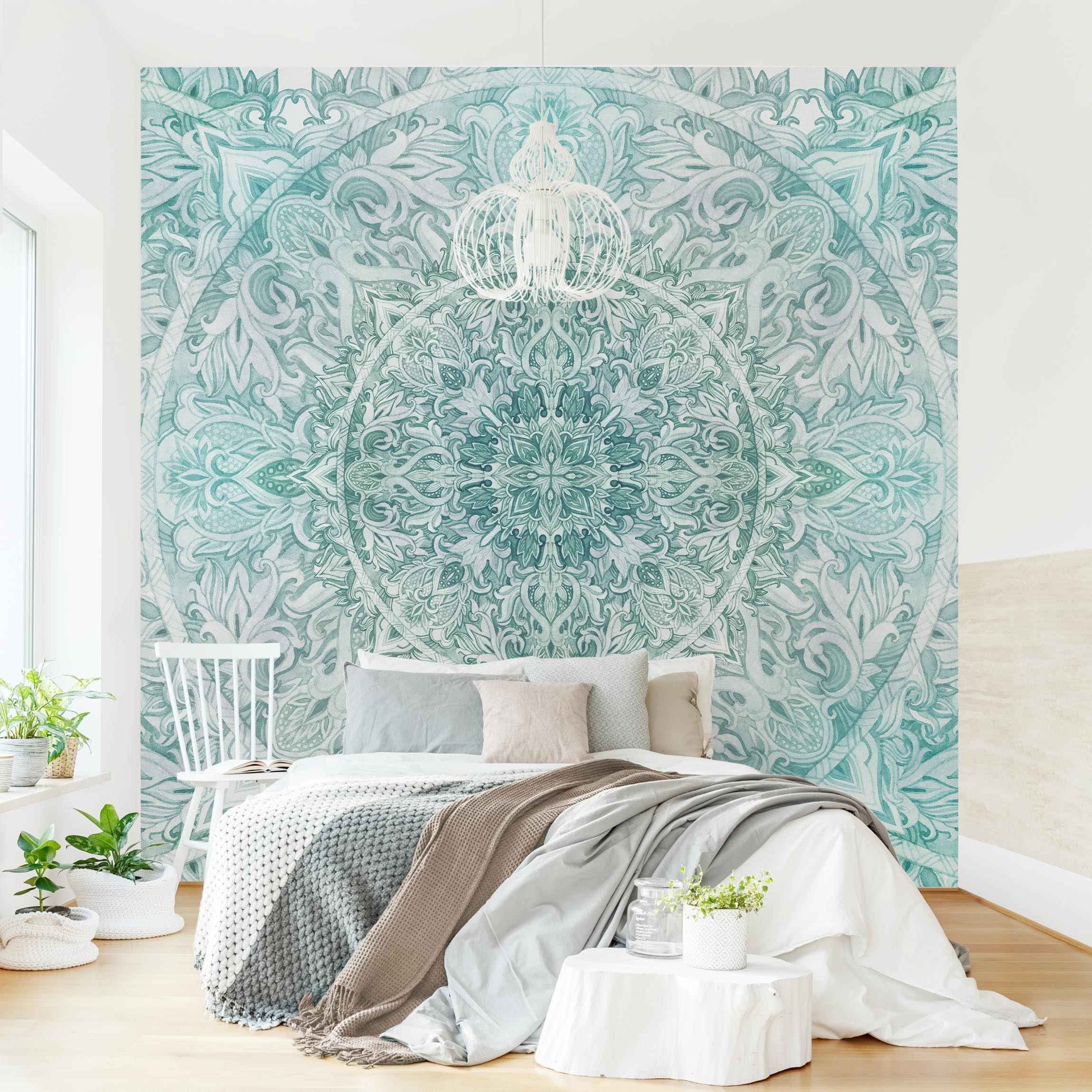 Papel pintado estampado acuarela arte motivos zen mandala 219 - salón dormitorio cocina pasillo - tnt 288 x 288 cm premium