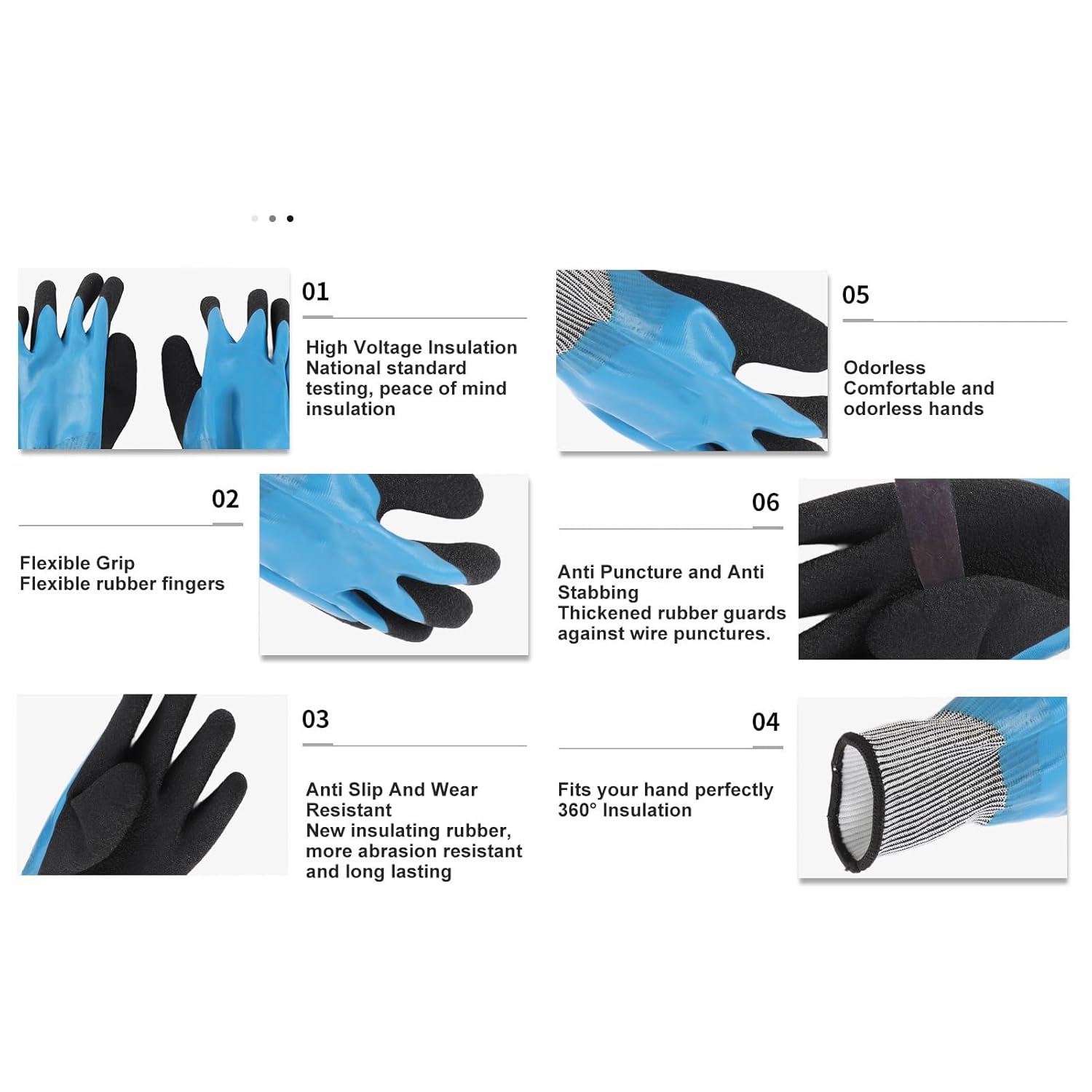 Guantes aislantes de 1000 V para electricistas: protección de seguridad contra alta tensión, trabajo eléctrico fiable. - 2