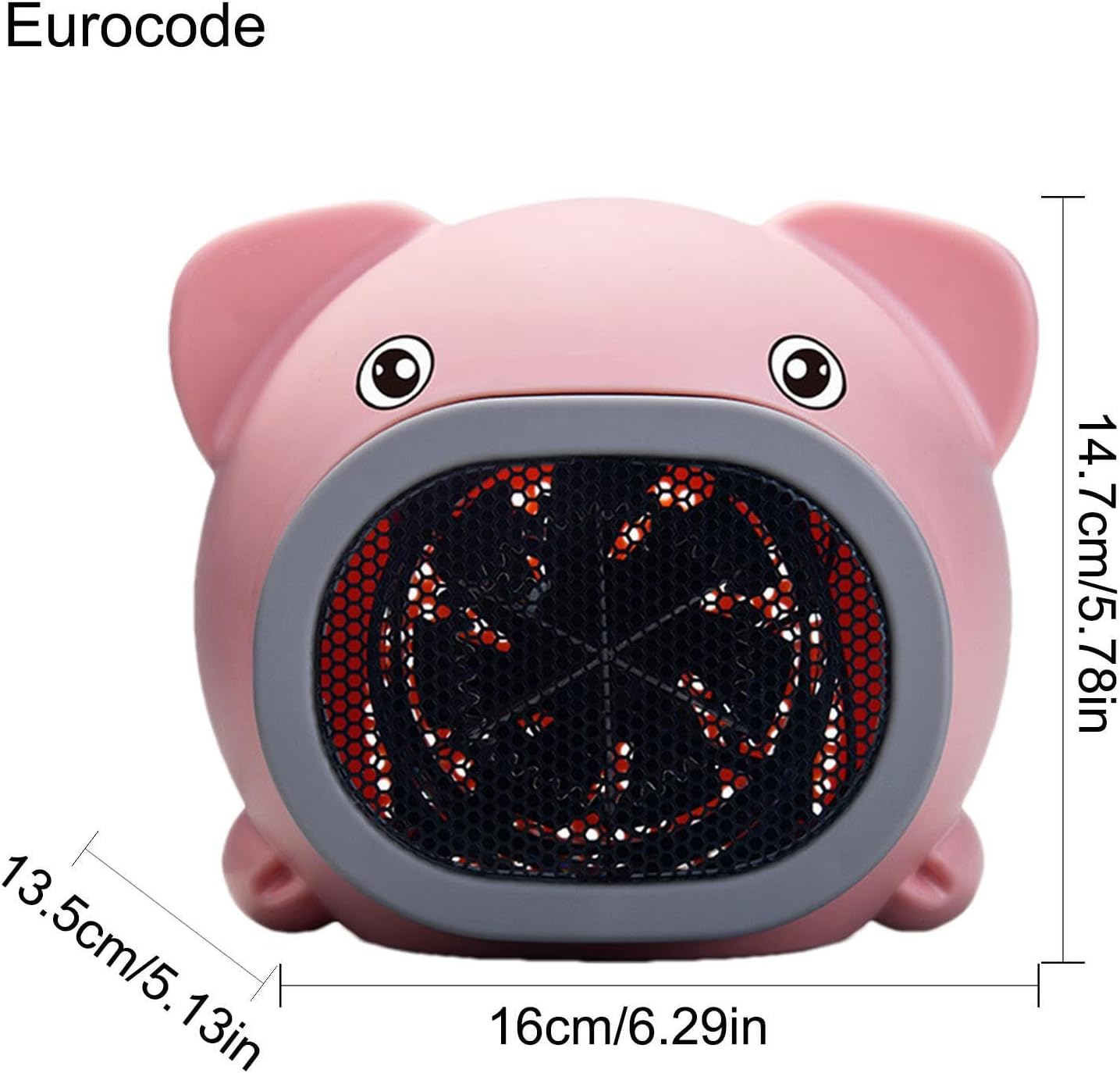 Radiateur de table Pink Pig - Mini radiateur céramique - Radiateur électrique céramique à chauffage rapide, idéal pour un bureau, une tente de campin - 4