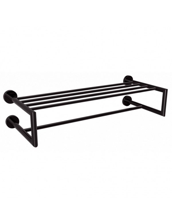 Etagère porte-serviette double en laiton noir DARK 65,5x22,5x16 cm