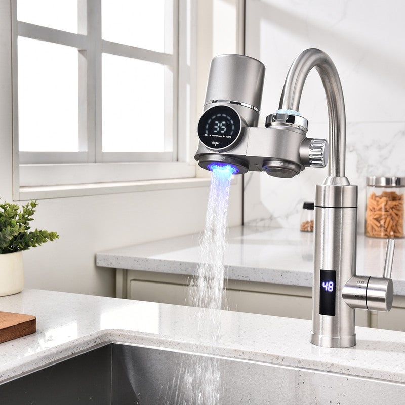 GOLDEN ICEPURE Sistema De Filtro De Agua Para Toda La Casa Con Filtro Reductor De Sedimentos, Hierro Y Manganeso De 20 X 4.5 Pulgadas, Incluye Manómetros Y Llave De Carcasa
