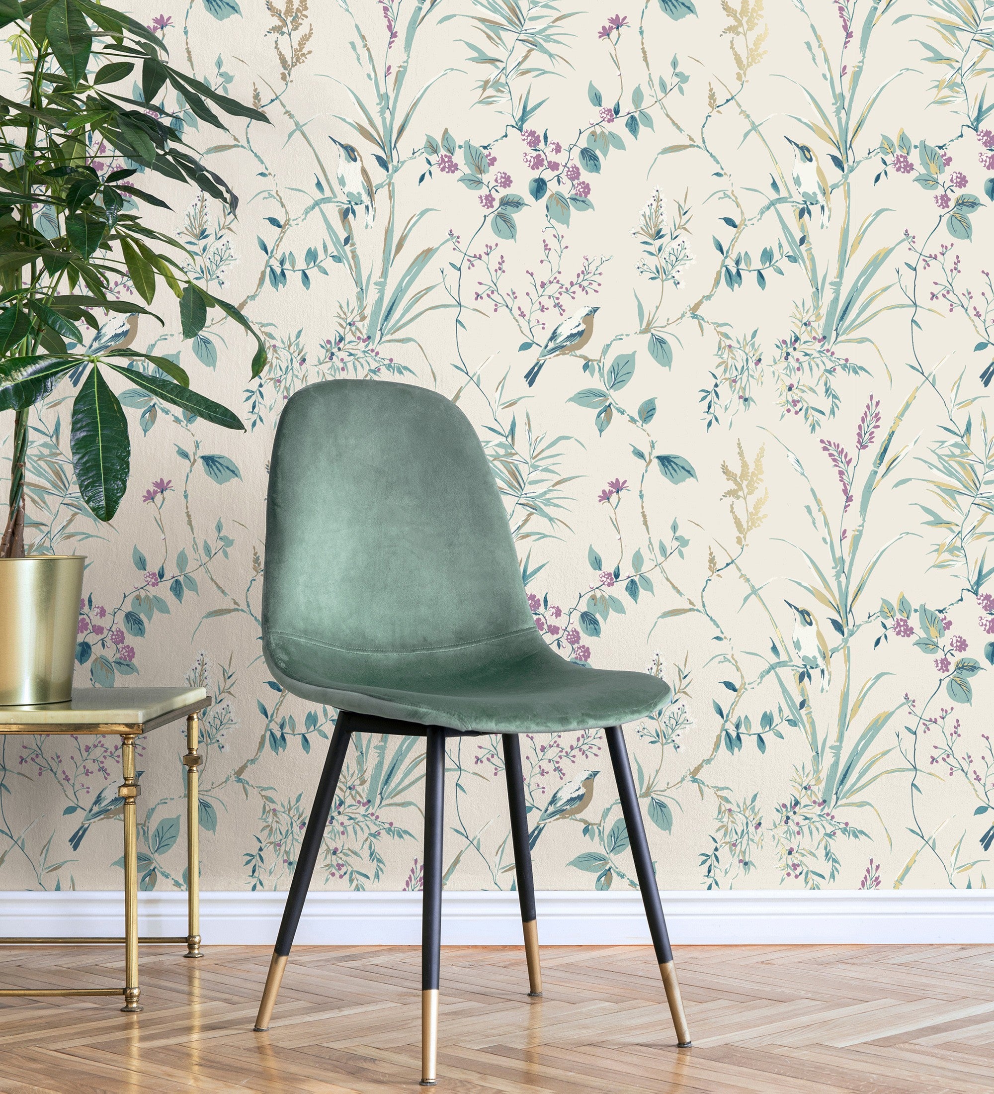 Papel pintado lavable de ramas flores y pájaros estilo romántico - Alison Garden 680930 de GAULAN - Rollo de 10 m x 0,53 m - 5