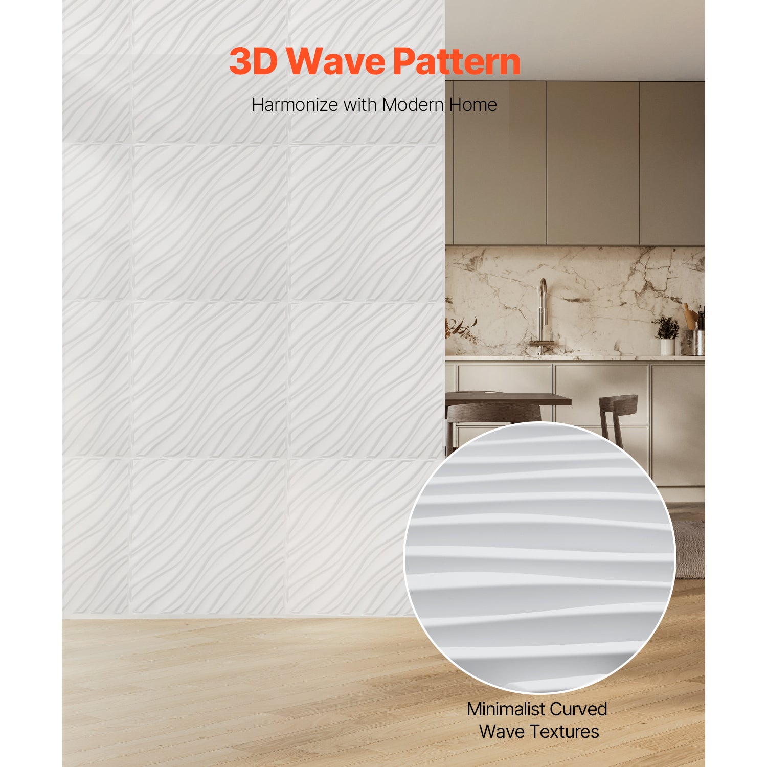 Panneaux muraux SucceBuy 3D,12 pcs,carreaux PVC 50x50 cm ondulés,3,1 m²,déco intérieure,blanc mat - 4