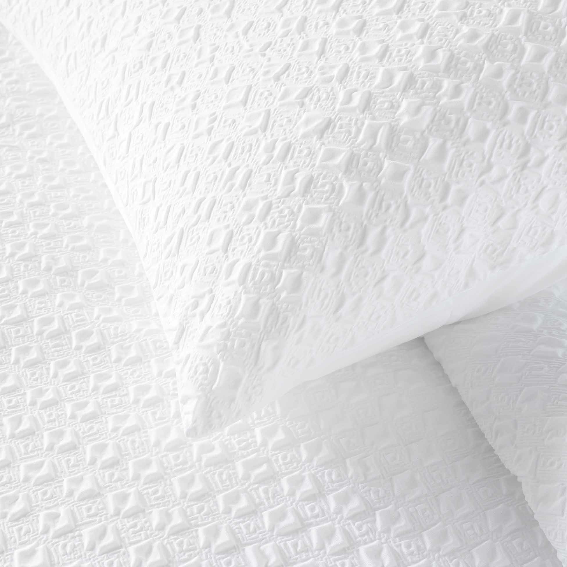 Housse de couette 240 x 220 cm – Microfibre gaufrée ultra douce – Blanc – Effet relief chic + 2 taies - 3