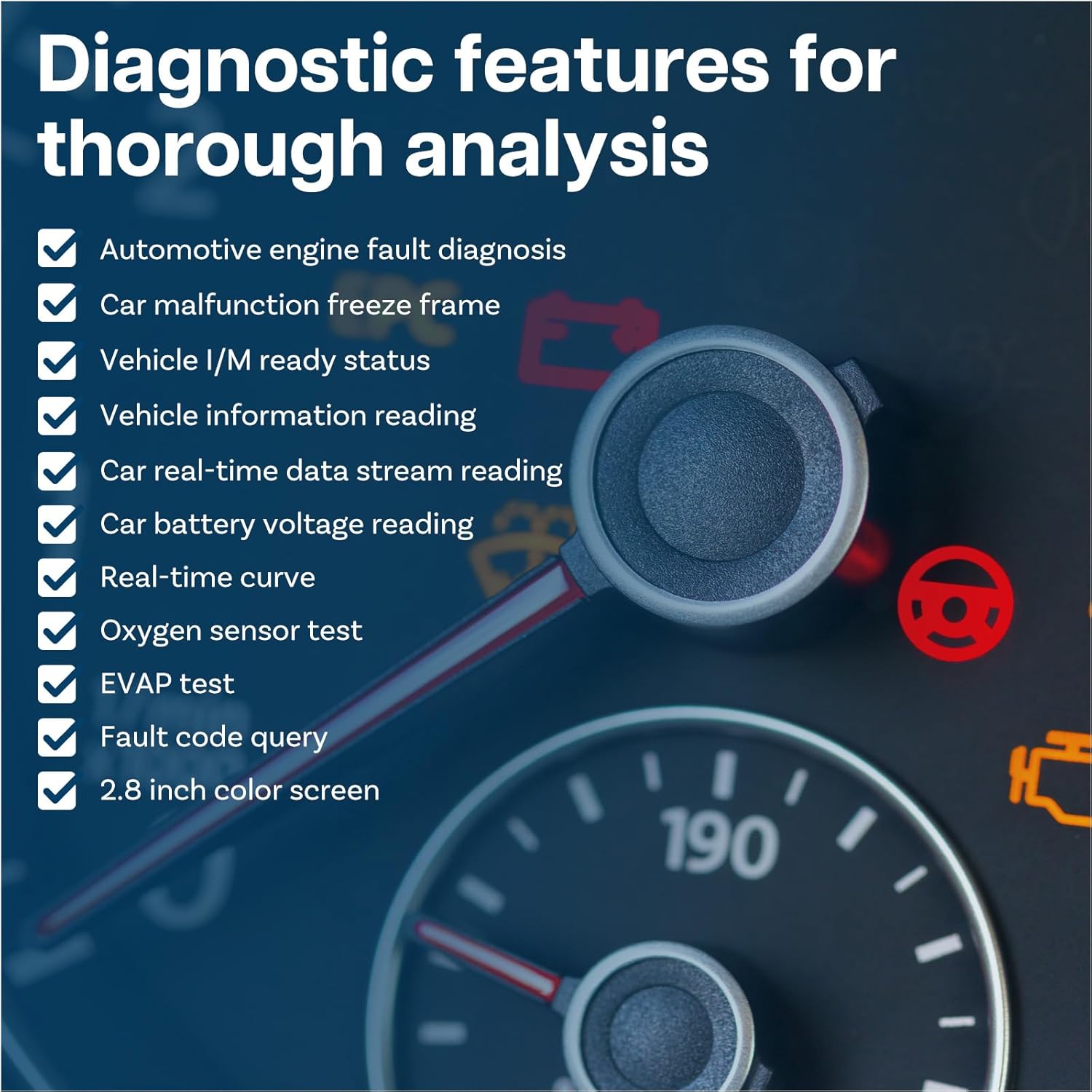 Ferramentas de diagnóstico OBD2 Scanner por - Leitor de código de verificação do motor com reinicialização, prontidão I/M, quadro congelado, modo - 3